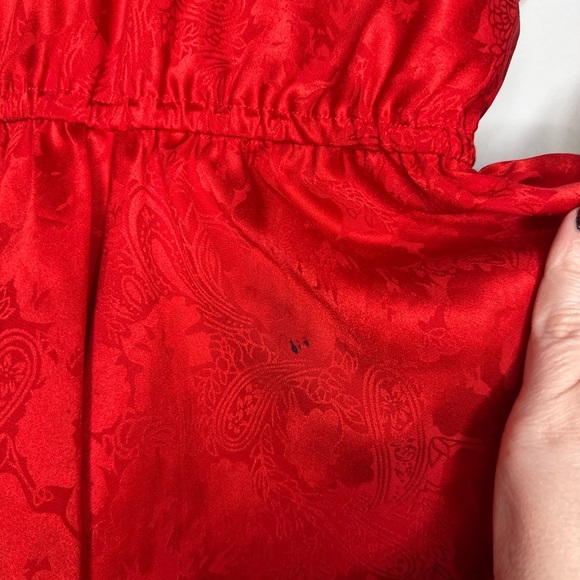 Vintage Victoria’s Secret Satin Romper Red Beaded Y2K Lingerie Bodysuit S - Picture 6 of 8